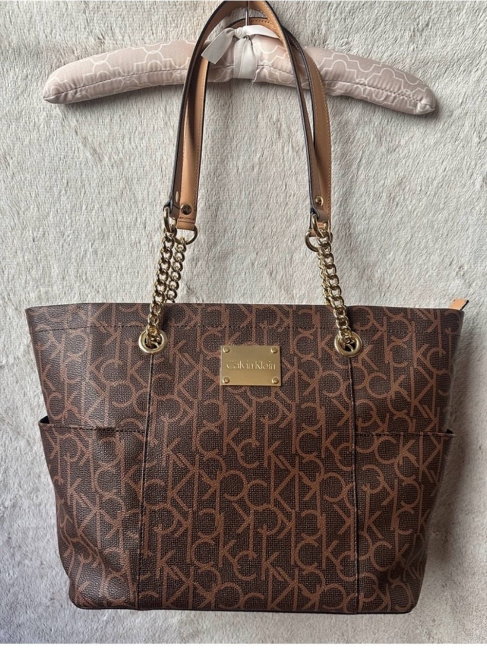 NWOT! Calvin Klein Brown Logo Tote Bag